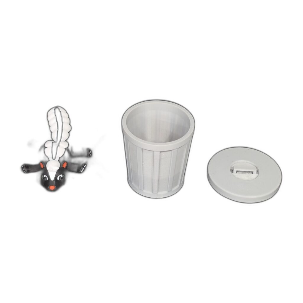 Mini - Skunk Trash Can 3D Printed Fidget Angle 1