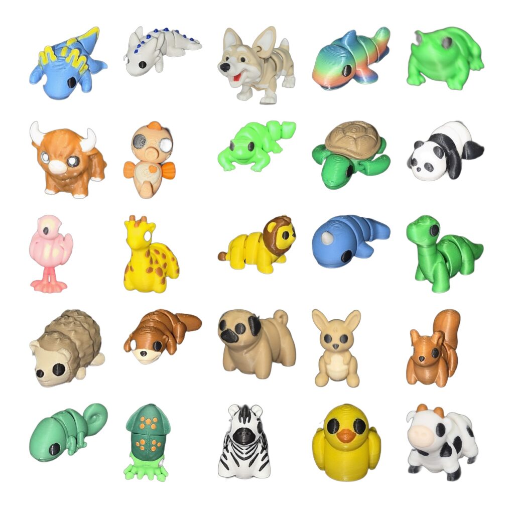 Mini Animals - 25 Pack (Party / Bulk Pack) 3D Printed Sensory Toys Assortment