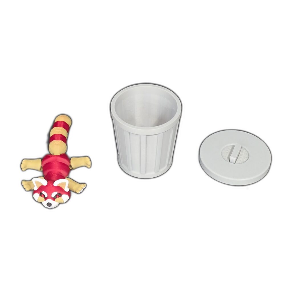 Mini - Red Panda Trash Can 3D Printed Fidget Angle 1