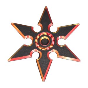 Articulated Shuriken Ninja Star Fidget Spinner Toy with Silk Rainbow Edges and Solid Black Textured Body