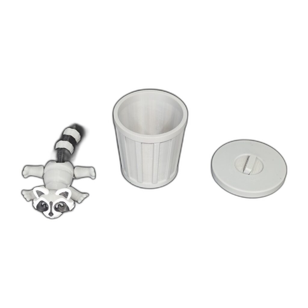 Mini - Raccoon Trash Can 3D Printed Fidget Angle 1