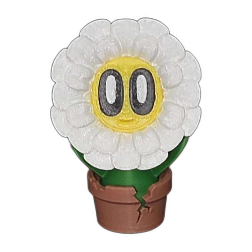 Animated White Daisy Desk Planter Pot
