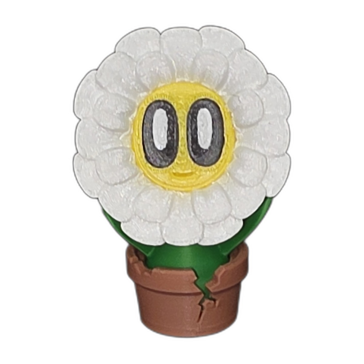 Animated White Daisy Desk Planter Pot