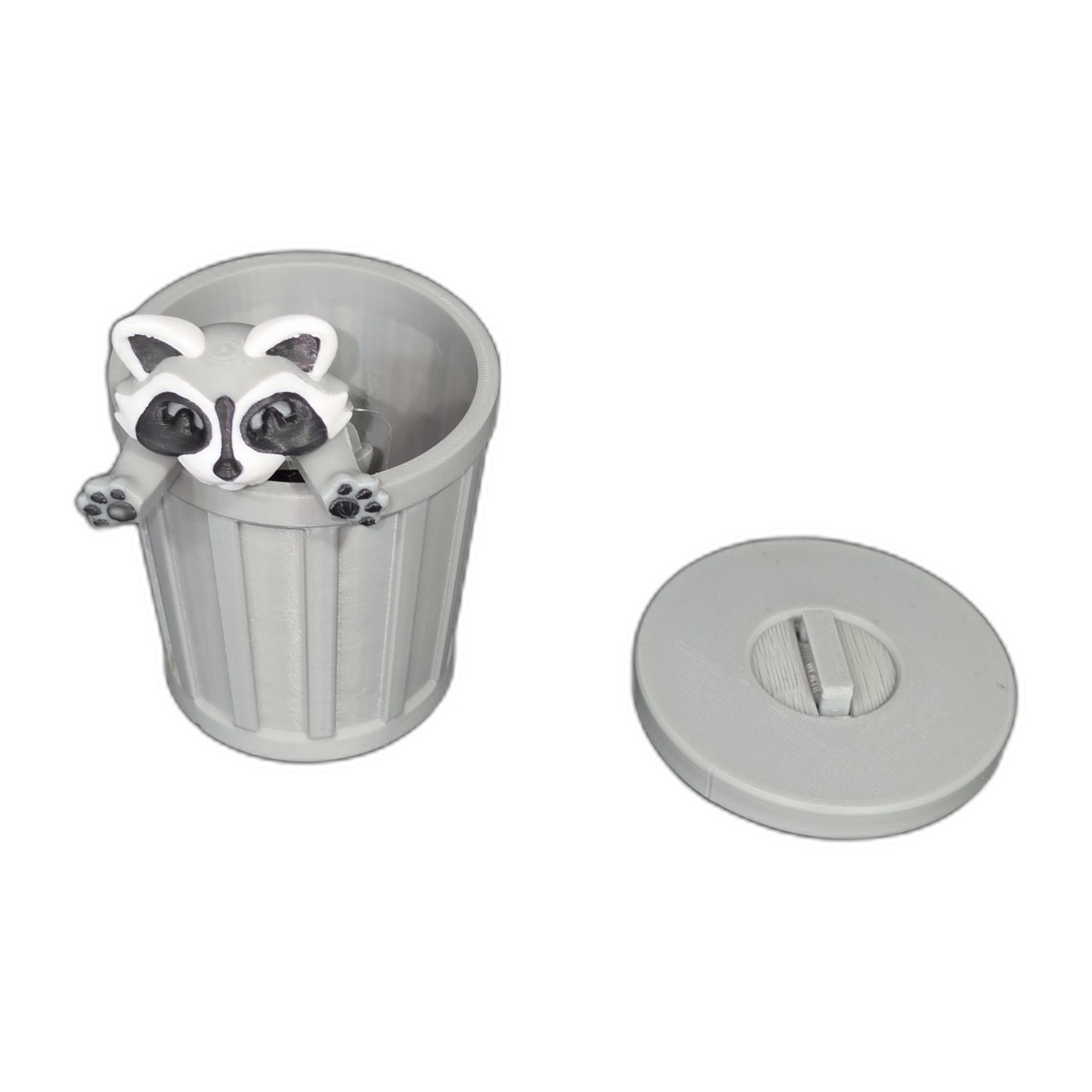 Mini - Raccoon Trash Can 3D Printed Fidget Angle 2
